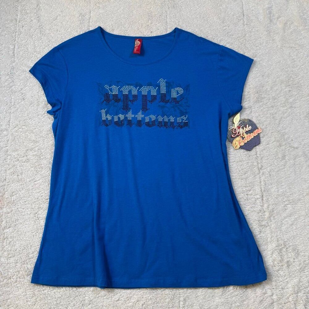 NWT Apple Bottoms Rhinestone Logo Tee – Y2K Blue Bling Top